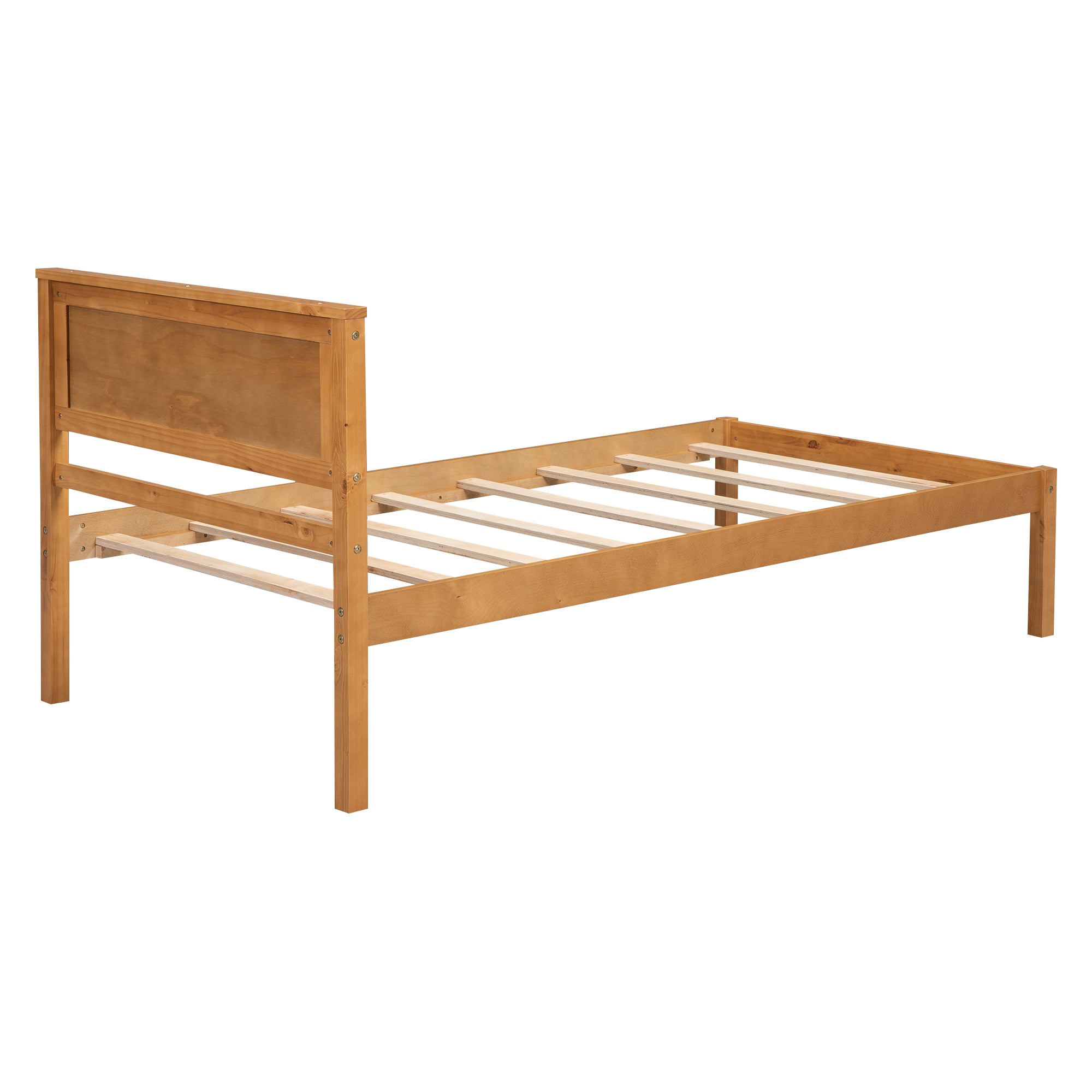 Platform Bed Frame with Headboard , Wood Slat Support , No Box Spring Needed ,Twin,Oak - Atlantic Fine Furniture Melbourne FL