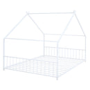 Full Size Metal House Bed, White
