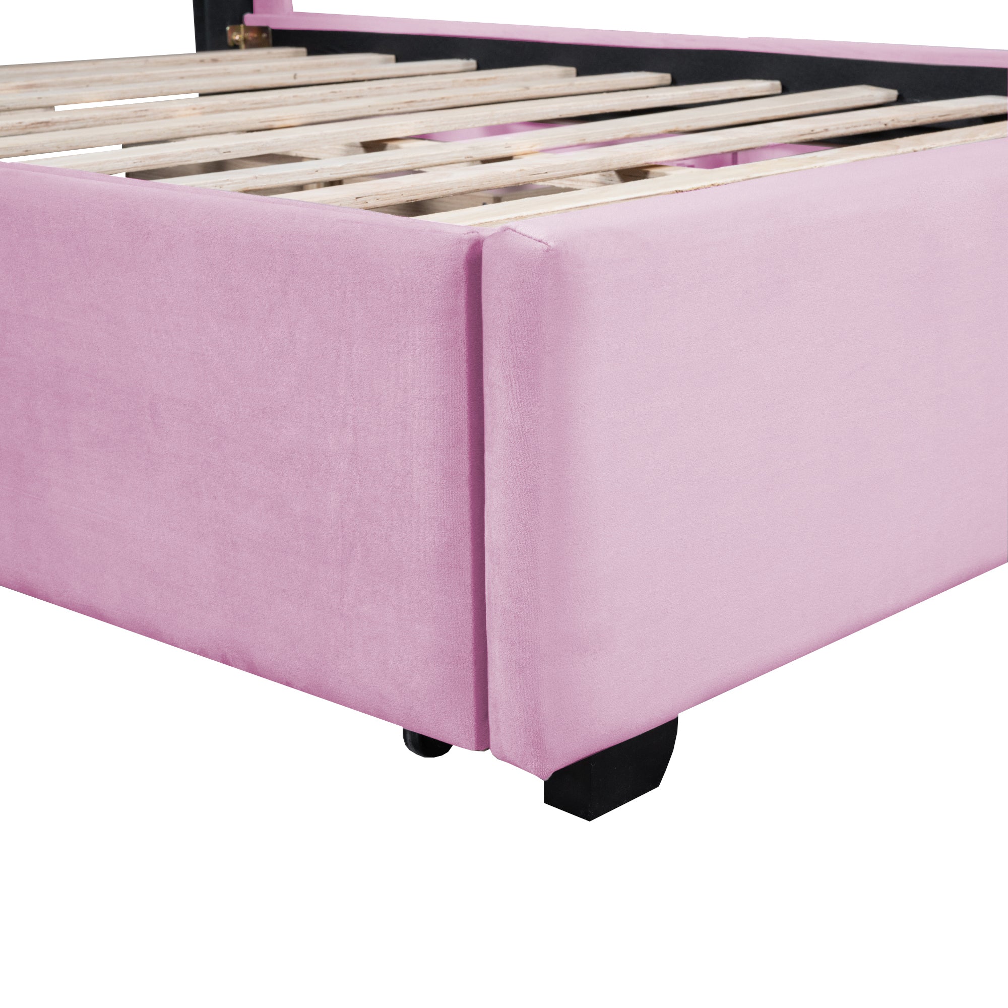 Full Size Upholstered Bed with 4 Drawers, Pink - Atlantic Fine Furniture Melbourne FL