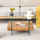 Modern 2 Tier Square Coffee Table, Elegant Marble Pattern