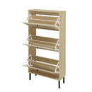 Modern Rattan 3 Door Shoe Rack Cabinet For Entryway