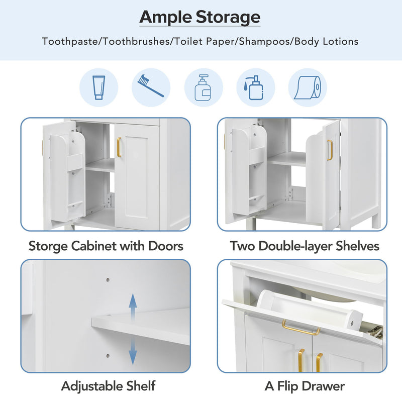 Bathroom Vanity Combo With Ceramic Sink, Luxurious Space-Saving Vanity, 2 Soft Close Doors