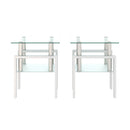 Modern Tempered Glass Tea Table, End Square Table For Living Room