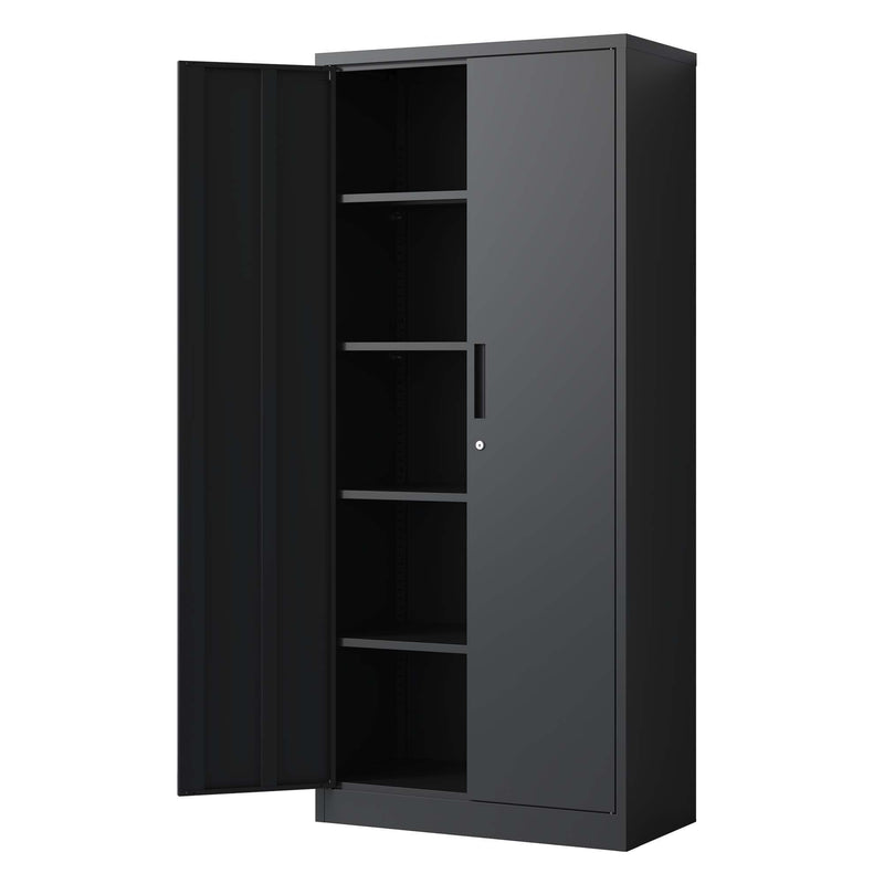 Heavy Metal Garage Storage Cabinet With Locking Doors, Steel, Adjustable Shelves