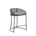 Coastal Woven Counter Stool With Upholstered Seat