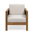 Outdoor Acacia Wood Club Chair With Wicker Accents