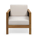 Outdoor Acacia Wood Club Chair With Wicker Accents