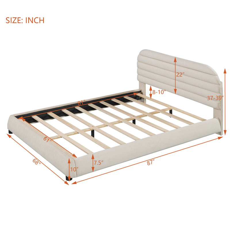 Upholstered Platform Bed Frame And Stylish Curve Shaped Design