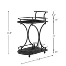 2 Tier Bar Cart, Slide Bar Serving Cart, Retro Style Wine Cart For Kitchen, Beverage Cart With Wine Rack And Glass Holder, Rolling Drink Trolley For Living Room, Dining Room - Black