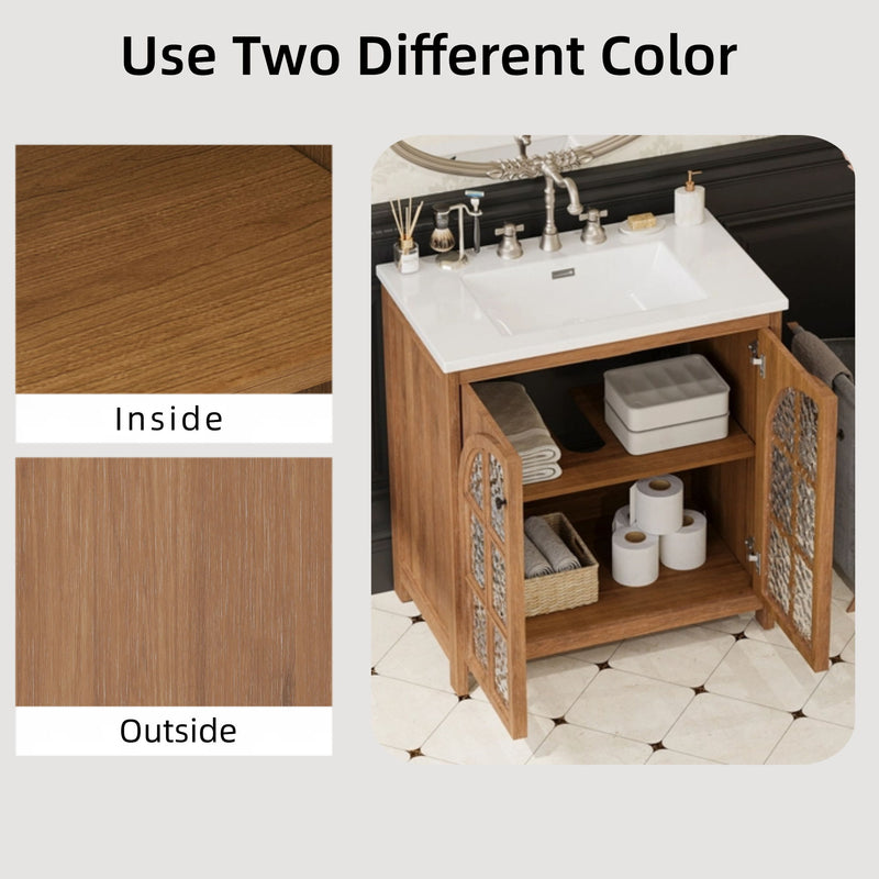 Vintage Farmhouse Bathroom Vanity With Ceramic Sink