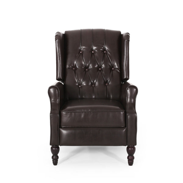 Brown PU Tufted Fabric Arm Chair Recliner