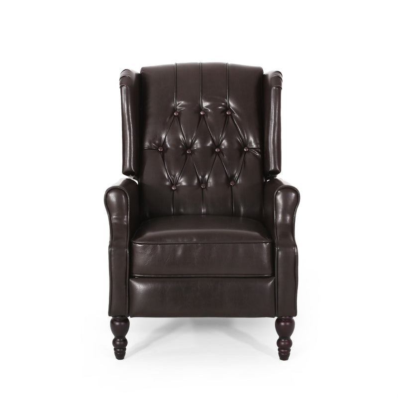 Brown PU Tufted Fabric Arm Chair Recliner