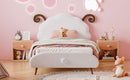 Upholstered Platform Bed With Sheep Shaped Headboard