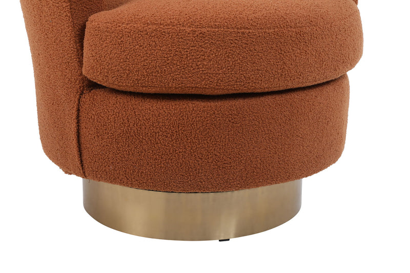 Barrel Chair, Swivel Accent Chairs Armchair For Living Room, Reading Chairs For Bedroom Comfy, Round Barrel Chairs With Gold Stainless Steel Base