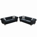 Chesterfield Velvet Upholstery Fabric Sofa With Roll Armrest & Nailhead, Mid Century Modern 3 And 3 Seater Couch