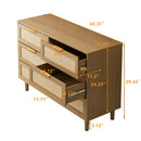 Modern Rattan Dresser With 6 Drawers For Bedroom And Living Room - Oak