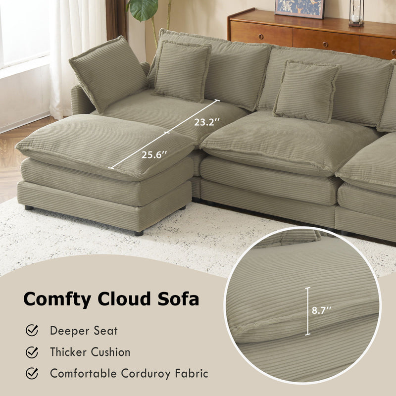 Modern Modular Sectional Sofa With Side Storage Pockets For Living Room