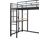 Loft Bed With Desk, Shelves, Power Outlet, LED Light And Wardrobe