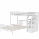 Twin over Full Loft Bed with Staircase,White(OLD SKU:SM000107AAK)