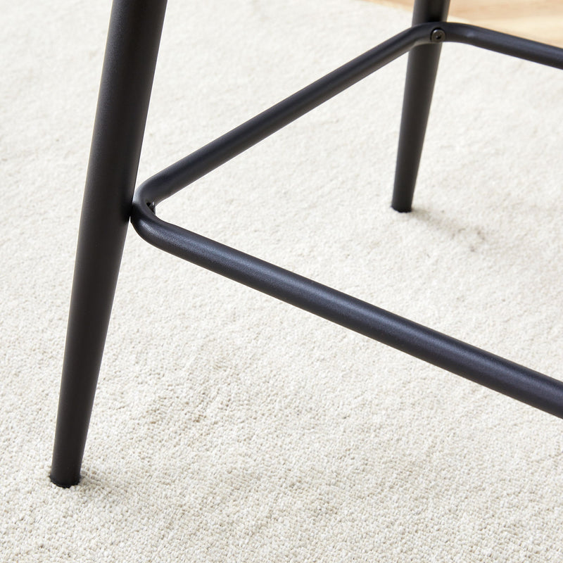 Modern Black Pu Bar Chair Rounded Backrest (Set of 2)