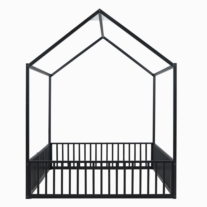 Metal House Bed With Fence And Door