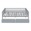 Full Size Daybed Wood Bed with Two Drawers, Gray
