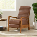 Faux Leather Wood Hand Manual Club Recliner