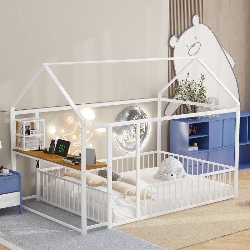 House Frame With Desk, Shelves, Power Outlets And USB Ports