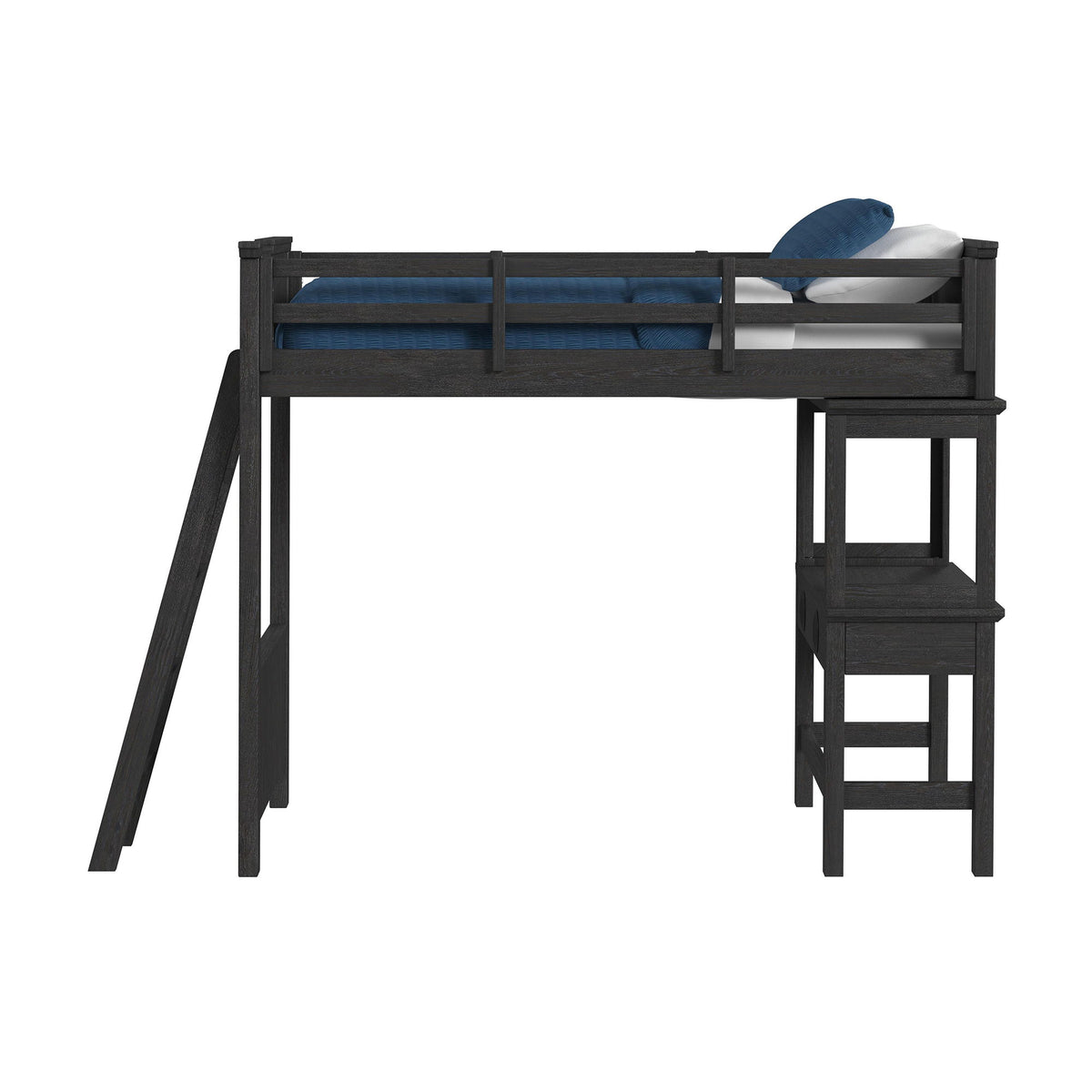 Hampton Kids Loft Bed With Ladder And Desk With Speaker in Black by Elements International, view 11