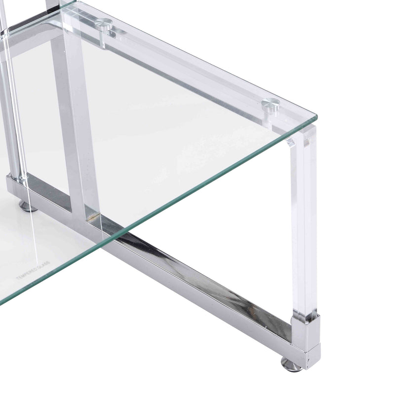 2 Tier Acrylic Glass End Table For Living Room