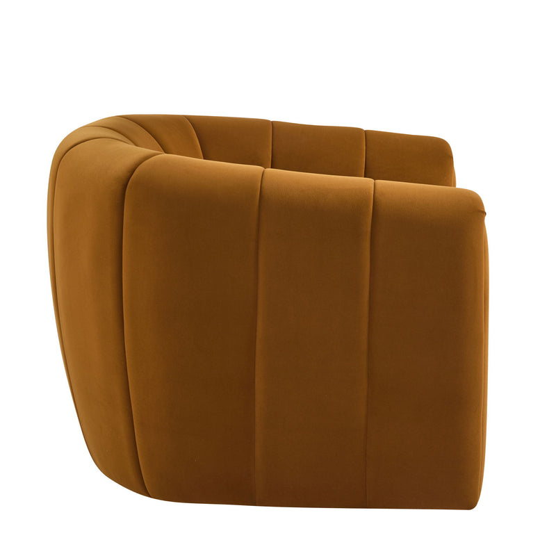 Serenizia - Upholstered Velvet Swivel Chair With Channel Tufted