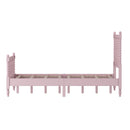 Full Size Wood Platform Bed with Gourd Shaped Headboard and Footboard, Pink