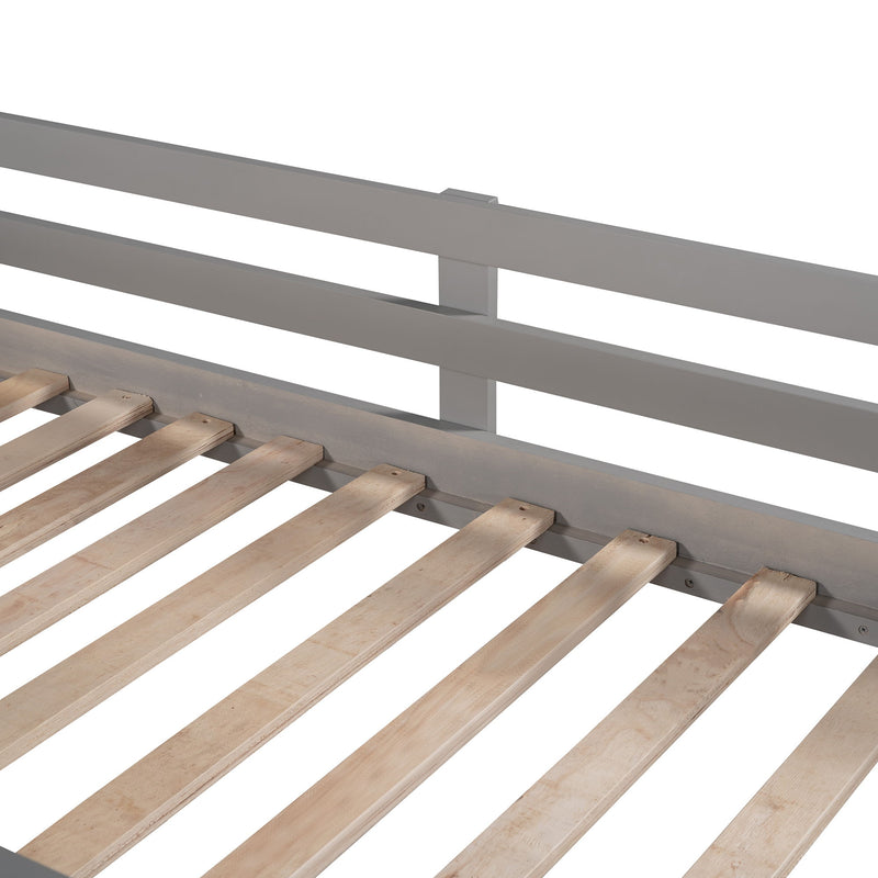 Twin Size House Loft Bed With Slide - Gray