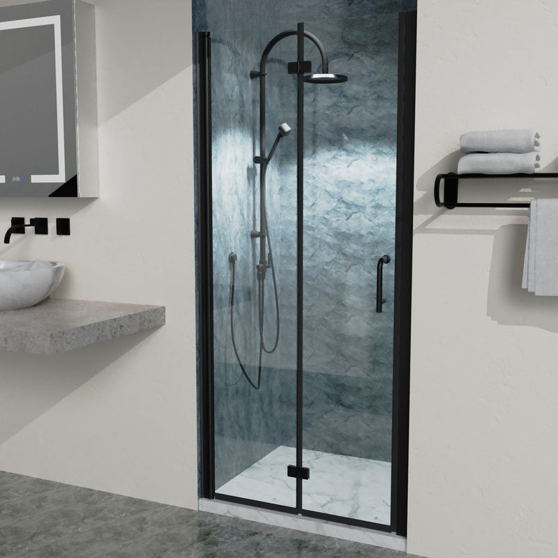 Bi-Fold Semi-Frameless Shower Doors In Matte With Clear Glass