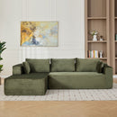Compression Sectional Couch With Comfy Chaise, Boneless L Shape Sofa With Deep Seat