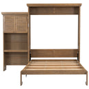Queen Size Murphy Bed With Louvered Design And Multiple Storage Shelves - Wood