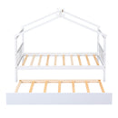 Wooden House Bed With Twin Size Trundle