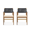 Outdoor Acacia Wood Dining Armchair With Cushion (Set of 2)