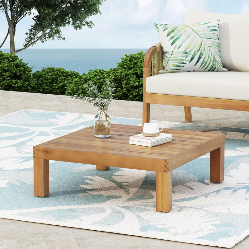 Mythical - Square Outdoor Coffee Table With Frame And Slat Top - Teak