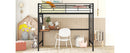 Full Metal Loft Bed with Desk and Metal Grid, Black