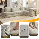 Modular L Shaped Floor Living Room Sofa Set With 6 Pillows