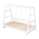 Extendable Twin Daybed with Swing and Ring Handles, White(Twin bed can be pulled out to be King)