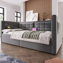 Upholstered Hydraulic Storage Daybed With USB & Type C Charging