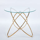 Metal Leg Dining Table With Tempered Glass Top