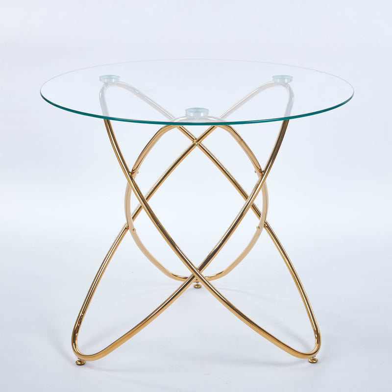 Metal Leg Dining Table With Tempered Glass Top