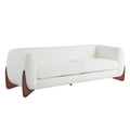 Contemporary Boucle Sherpa Sofa With Birch Wood Legs