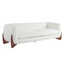 Contemporary Boucle Sherpa Sofa With Birch Wood Legs