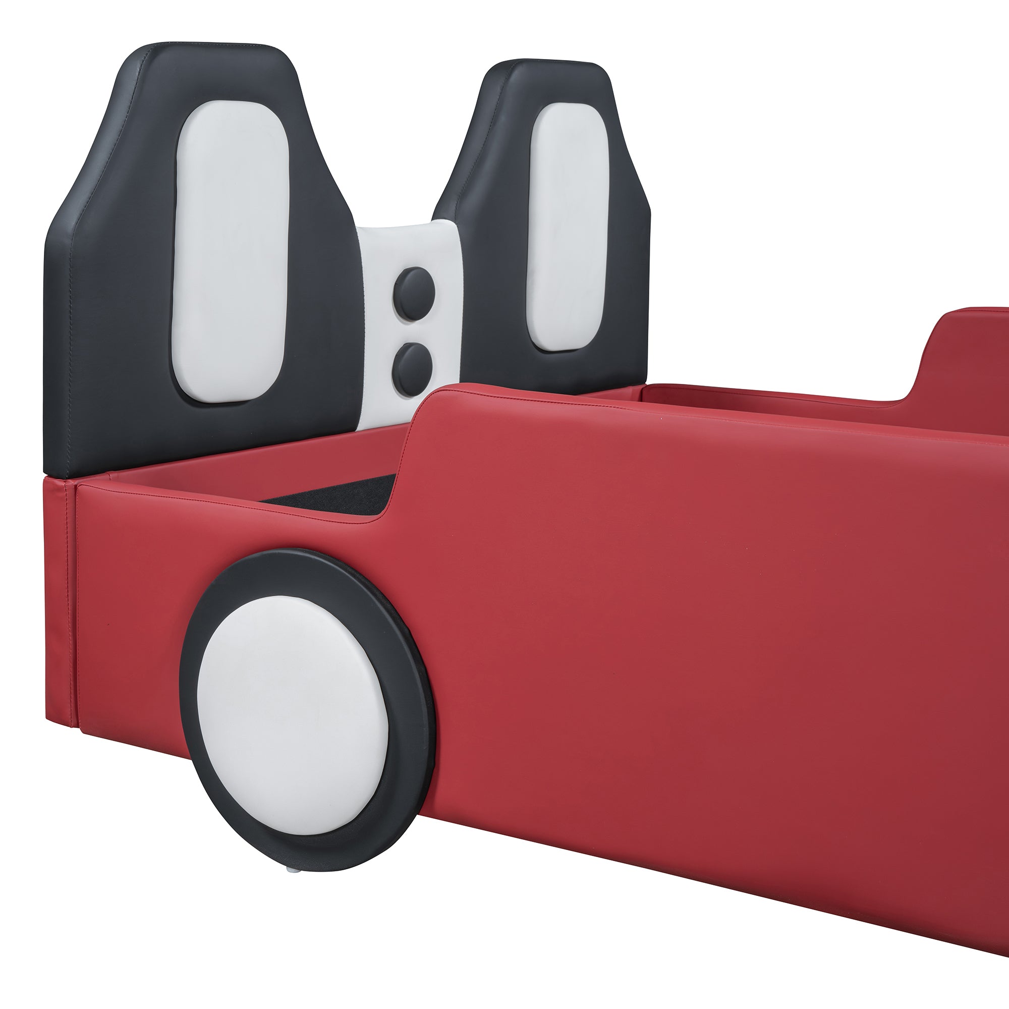 Twin Size Race Car-Shaped Platform Bed with Wheels,Red - Atlantic Fine Furniture Melbourne FL
