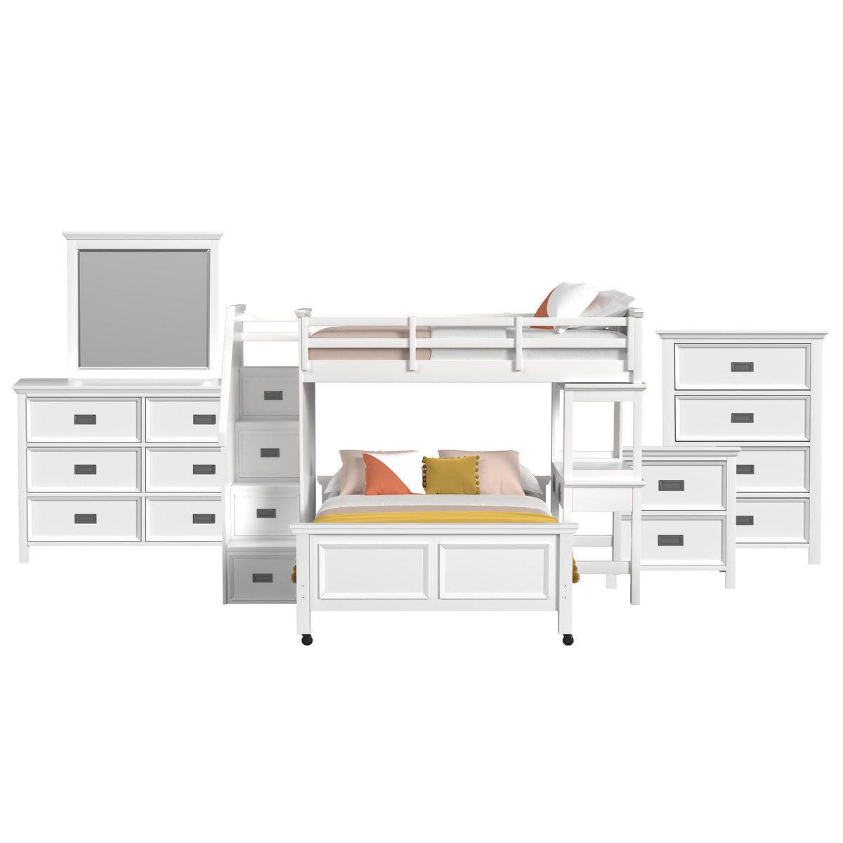 Hampton Kids Loft With Staircase And Desk With Speaker Bedroom Set in Black by Elements International, view 5
