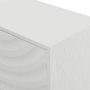 Elegant Sideboard With Sophisticated Wavy Pattern Doors And Arched Groove Design, Adjustable 4 Door Layout
